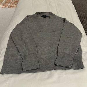 Saks 5th avenue XS v-neck merino wool blend light gray sweater